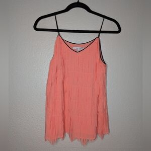 New Naked Zebra Womens Peach Salmon Western Front Fringe Camisole M NWT